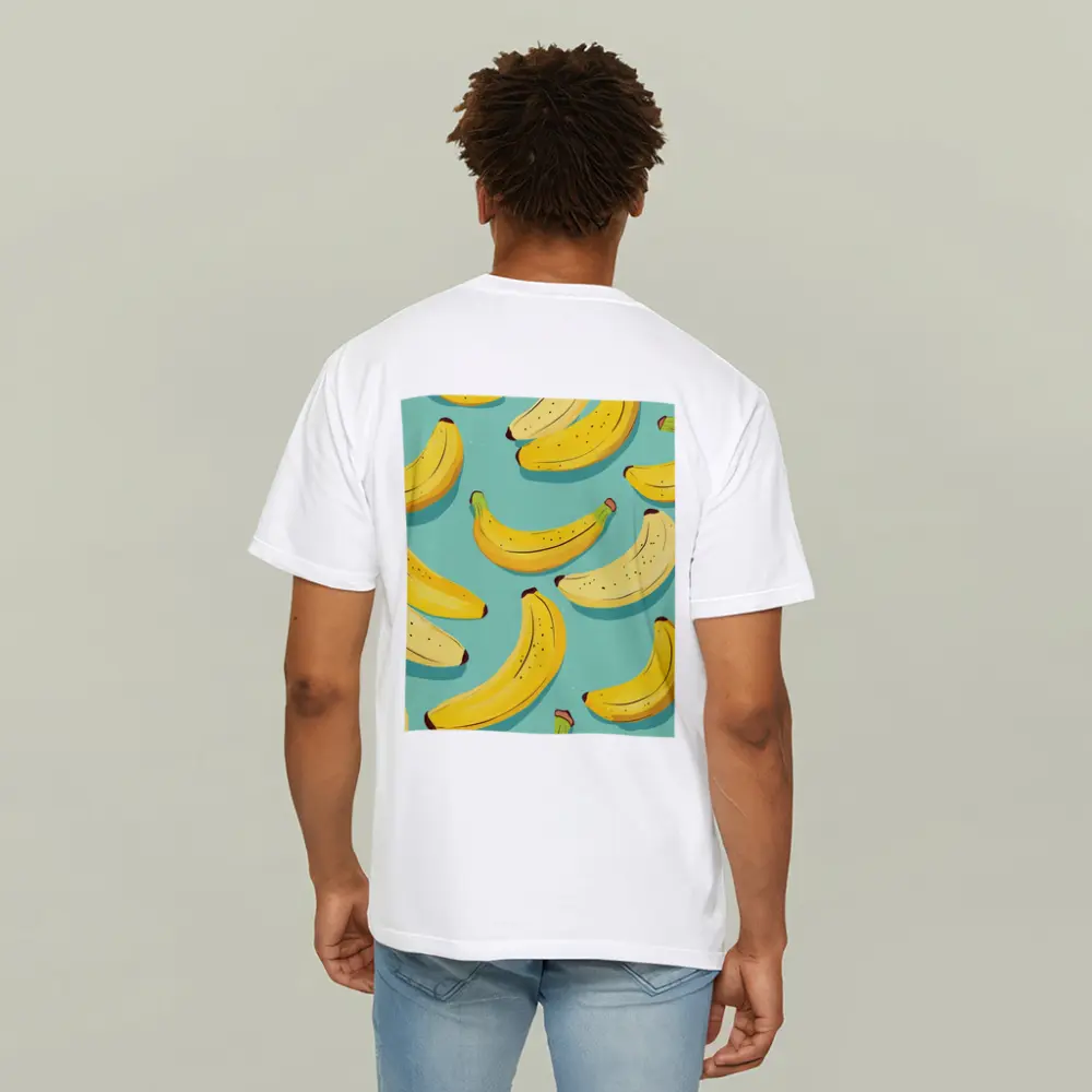 Yellow Bananas Pattern On Teal Background – T-Shirts