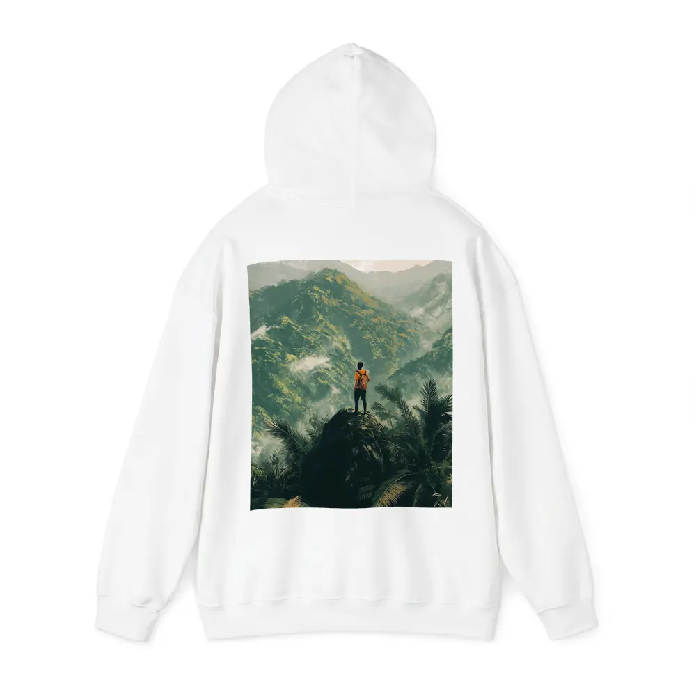 Hiker Standing On Rock Tropical Mountain View – Hoodies