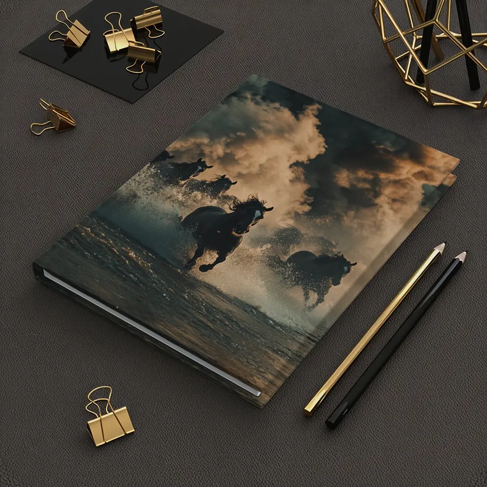 Wild Horses Running Through Misty River – Notebooks