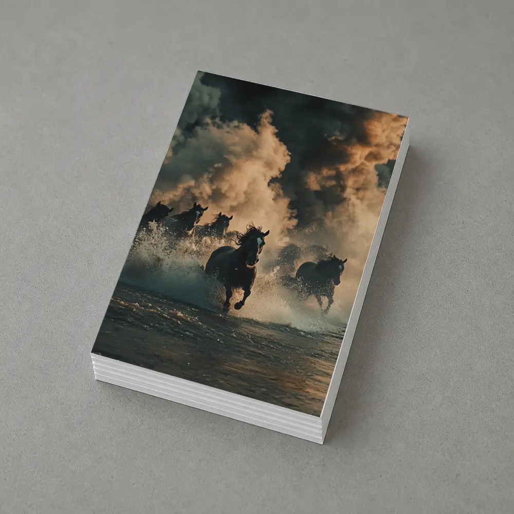 Wild Horses Running Through Misty River – Postcards