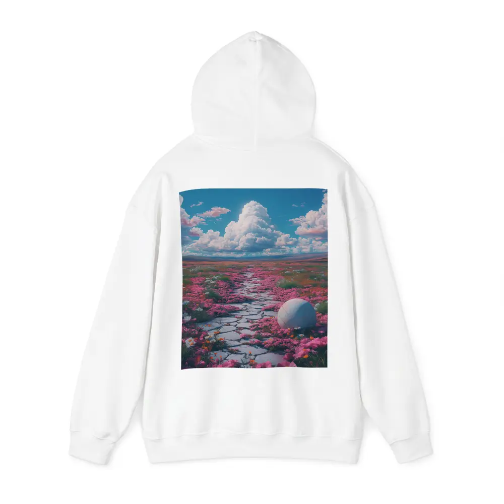 Pink Flower Field Stone Path Surreal – Hoodies