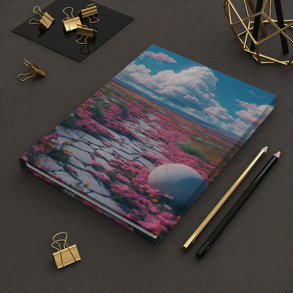 Pink Flower Field Stone Path Surreal – Notebooks