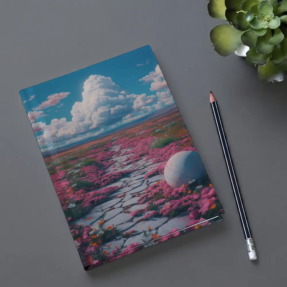 Pink Flower Field Stone Path Surreal – Notebooks