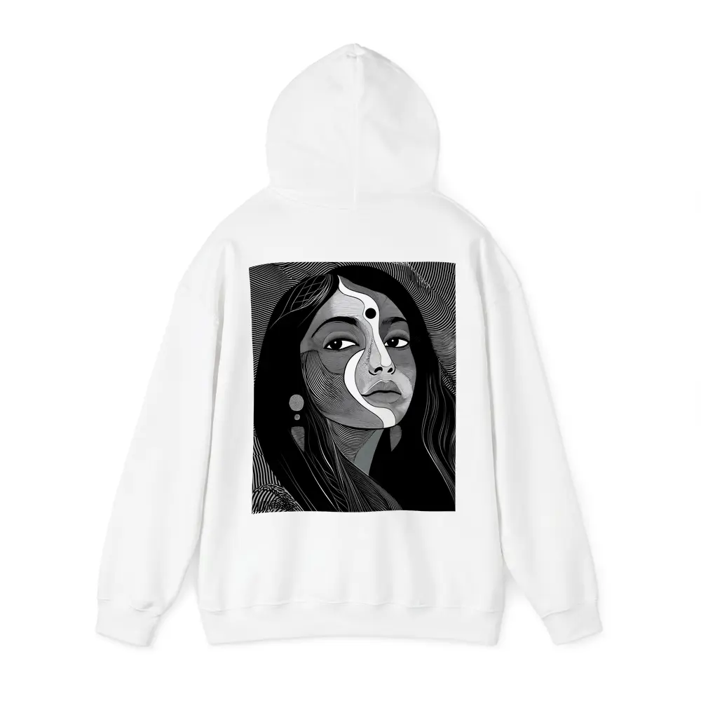 Black White Line Art Woman Portrait – Hoodies