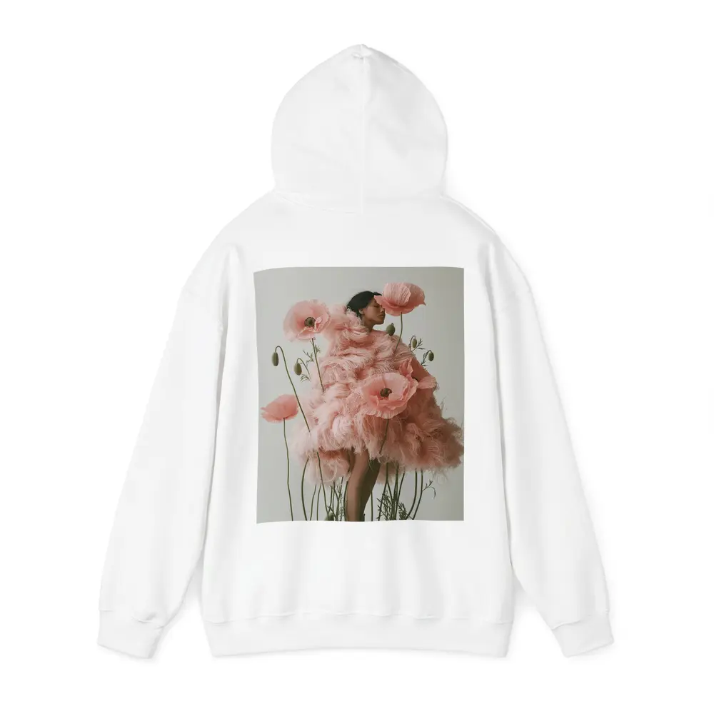 Woman Pink Poppy Flowers Fashion Editorial Art – Hoodies