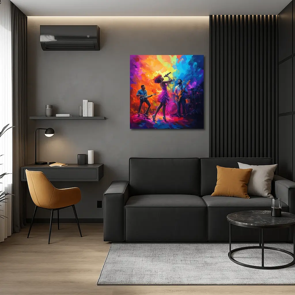 Live Band Singer Oil Paint Colorful Art – Wall Art