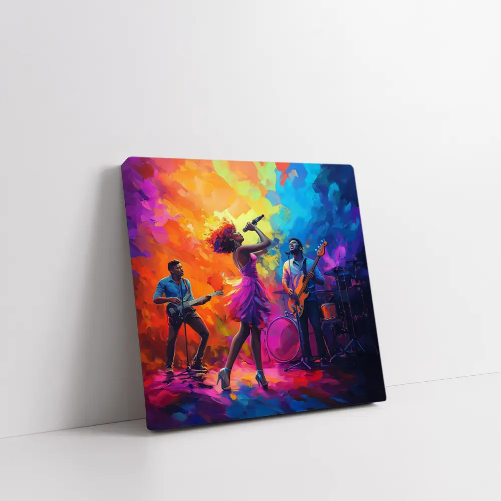 Live Band Singer Oil Paint Colorful Art – Wall Art