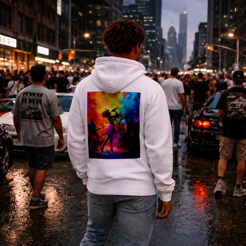 Live Band Singer Oil Paint Colorful Art – Hoodies