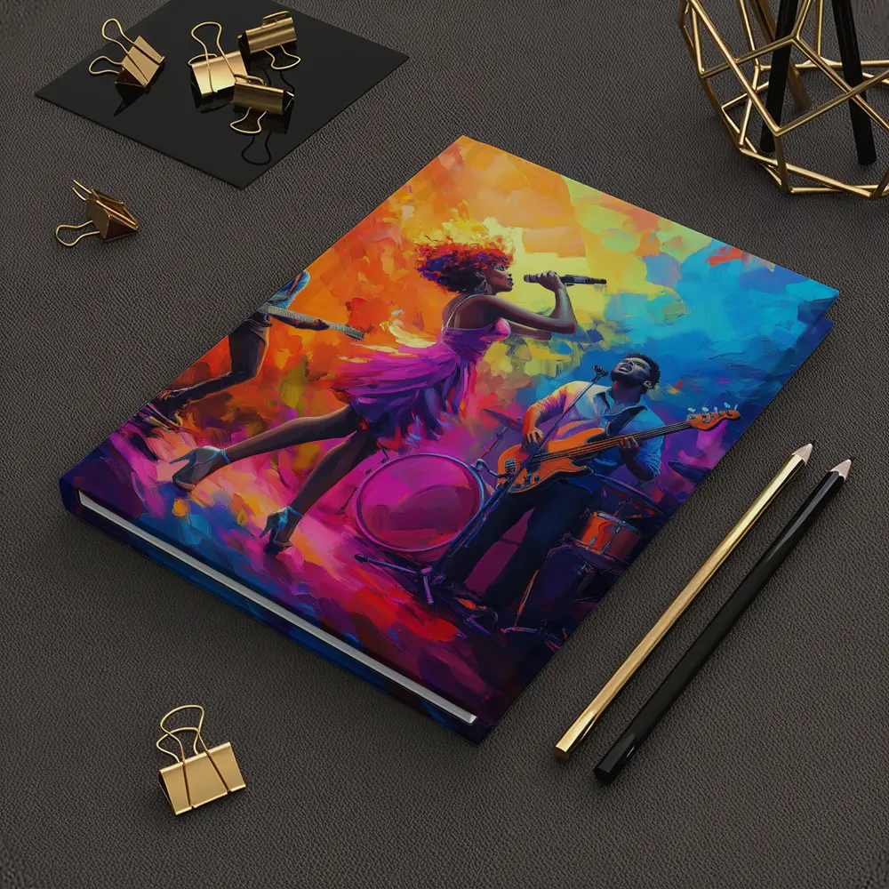 Live Band Singer Oil Paint Colorful Art – Notebooks