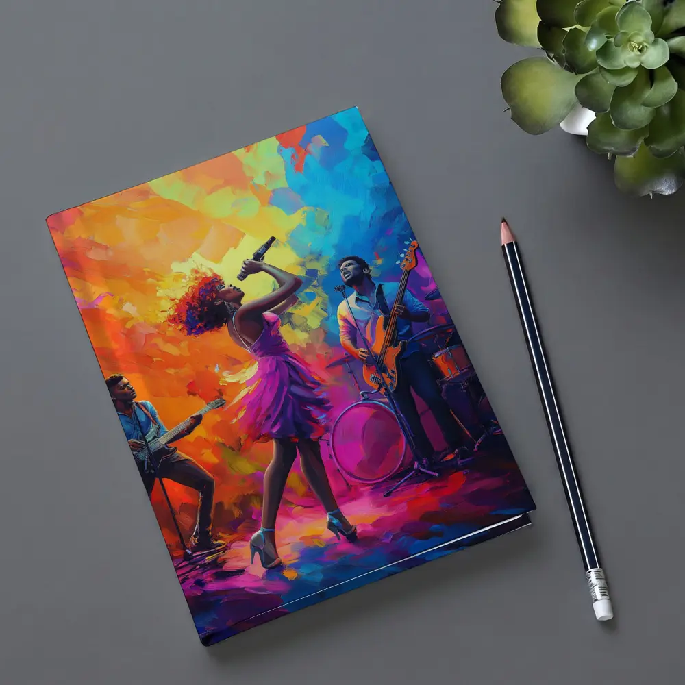 Live Band Singer Oil Paint Colorful Art – Notebooks