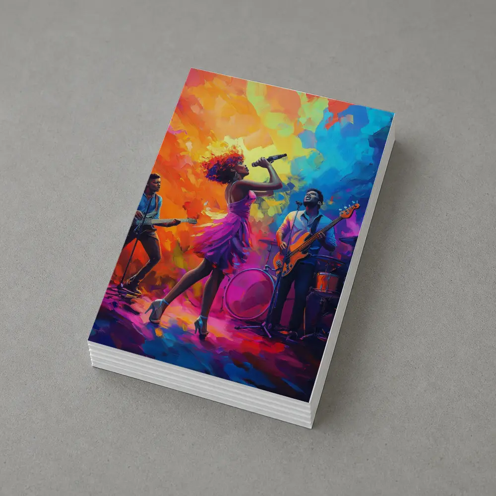 Live Band Singer Oil Paint Colorful Art – Postcards