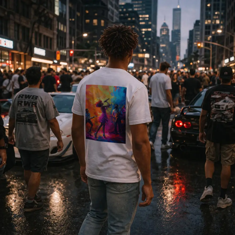 Live Band Singer Oil Paint Colorful Art – T-Shirts