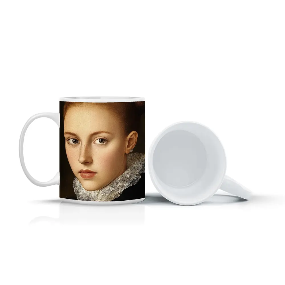 Renaissance Portrait Young Girl Lace Collar – Mugs