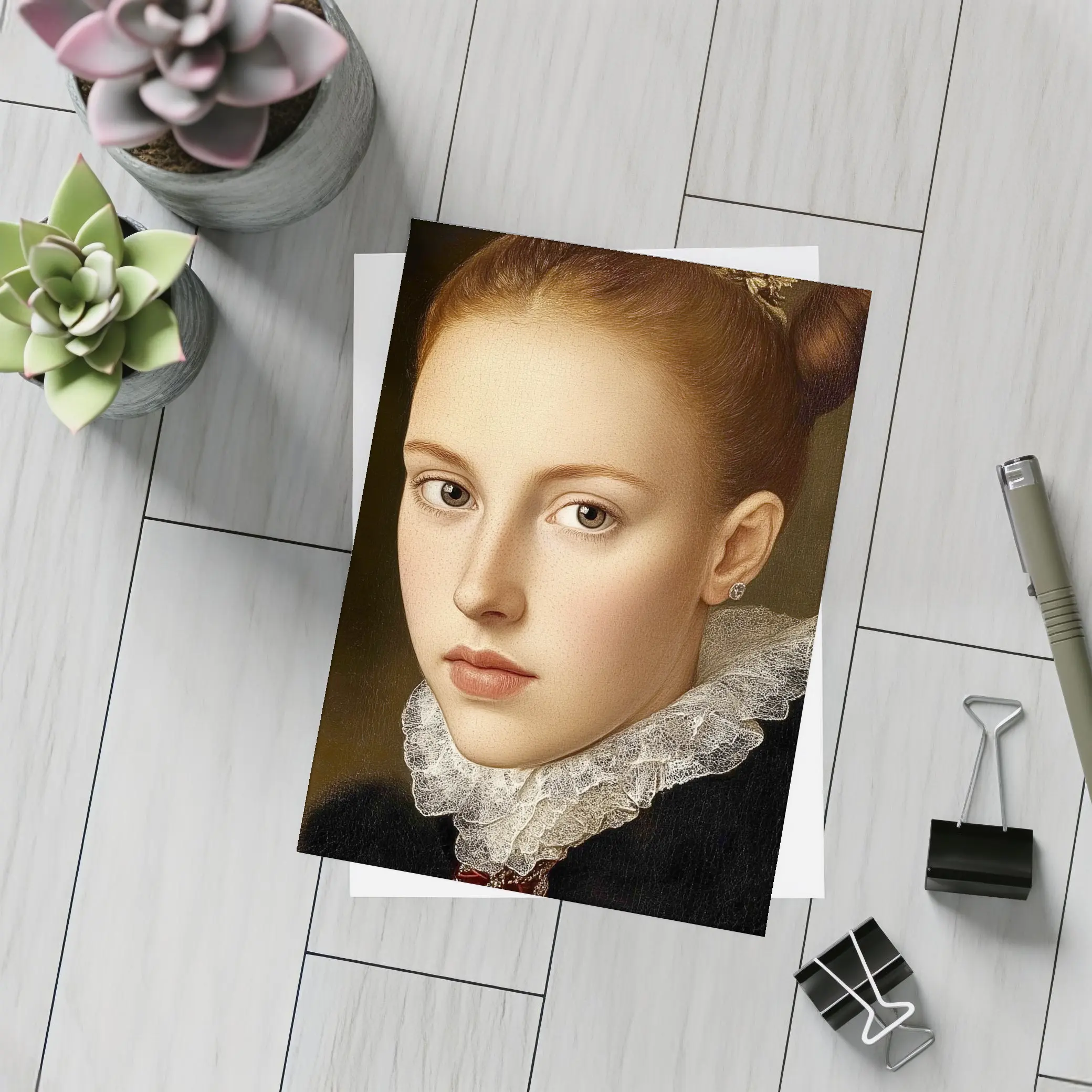 Renaissance Portrait Young Girl Lace Collar – Postcards