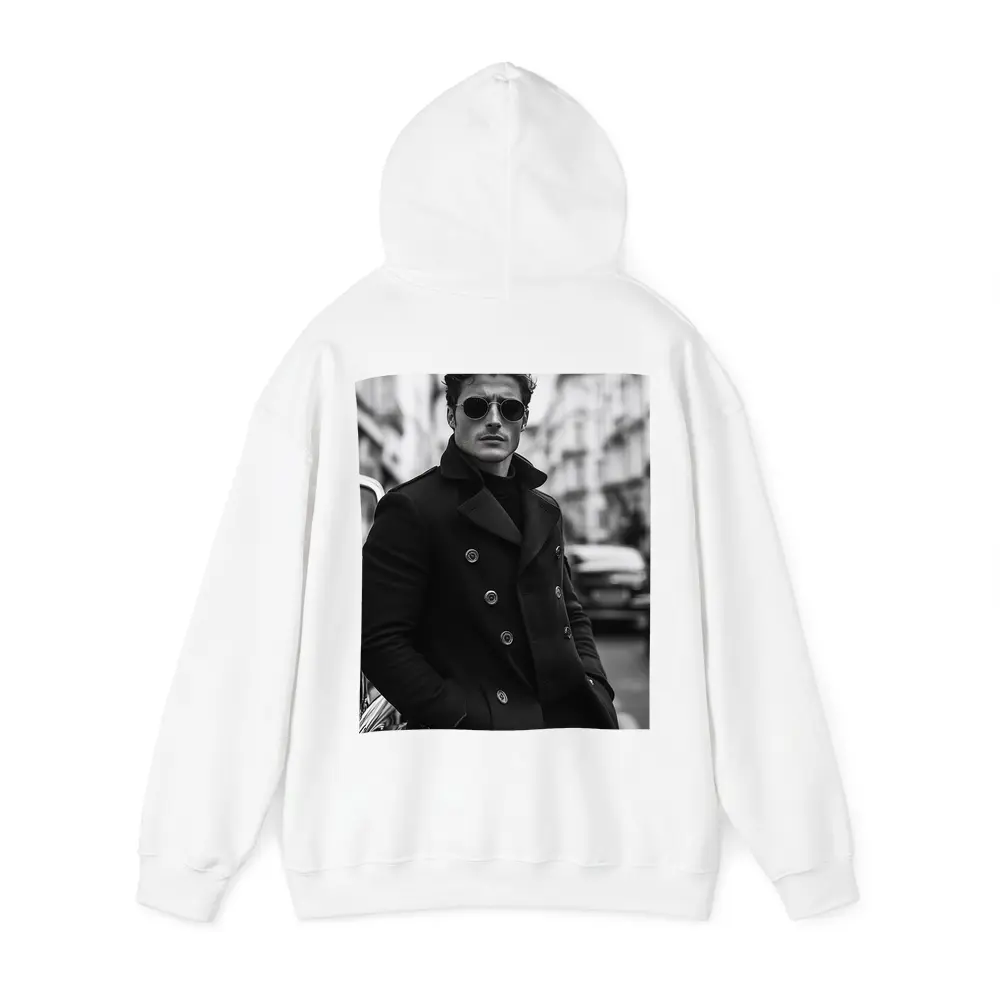 Stylish Man Black Coat City Street – Hoodies