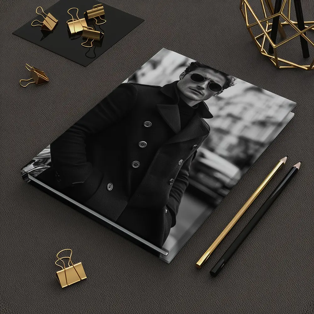 Stylish Man Black Coat City Street – Notebooks