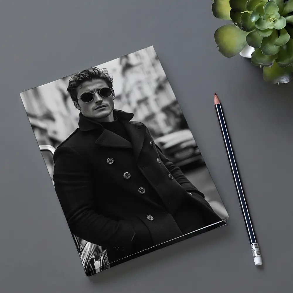 Stylish Man Black Coat City Street – Notebooks