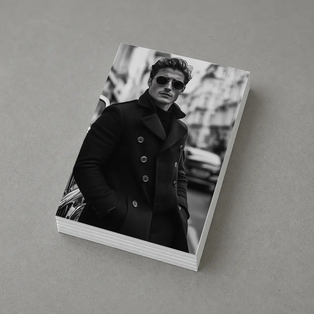 Stylish Man Black Coat City Street – Postcards