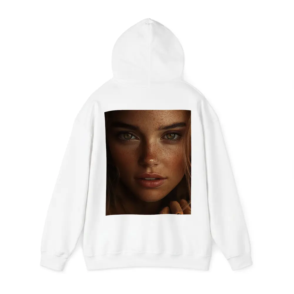 Young Woman Green Eyes Freckles Portrait – Hoodies