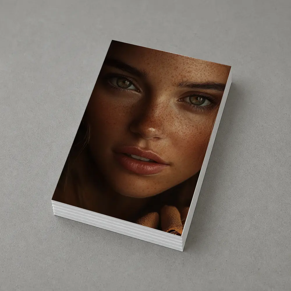 Young Woman Green Eyes Freckles Portrait – Postcards