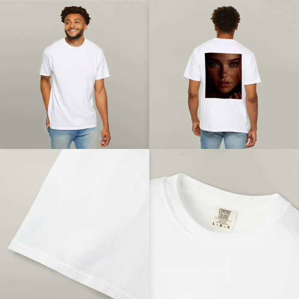 Young Woman Green Eyes Freckles Portrait – T-Shirts