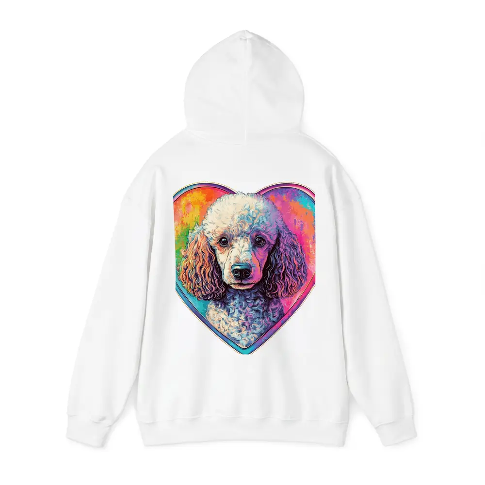 Poodle Portrait Colorful Heart Background Art – Hoodies