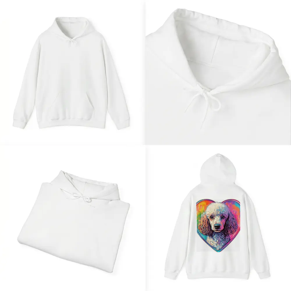 Poodle Portrait Colorful Heart Background Art – Hoodies