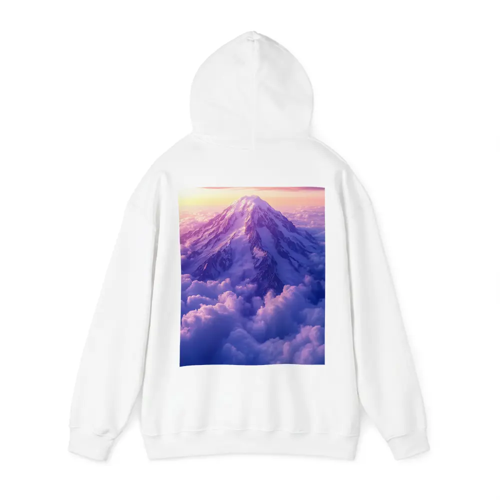 Snow Mountain Peak Rising Above Purple Clouds – Hoodies