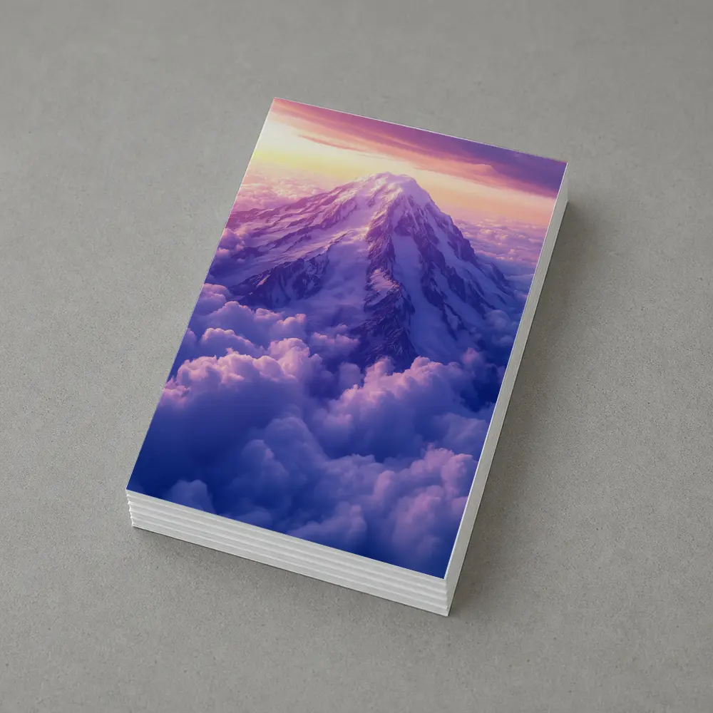 Snow Mountain Peak Rising Above Purple Clouds – Postcards