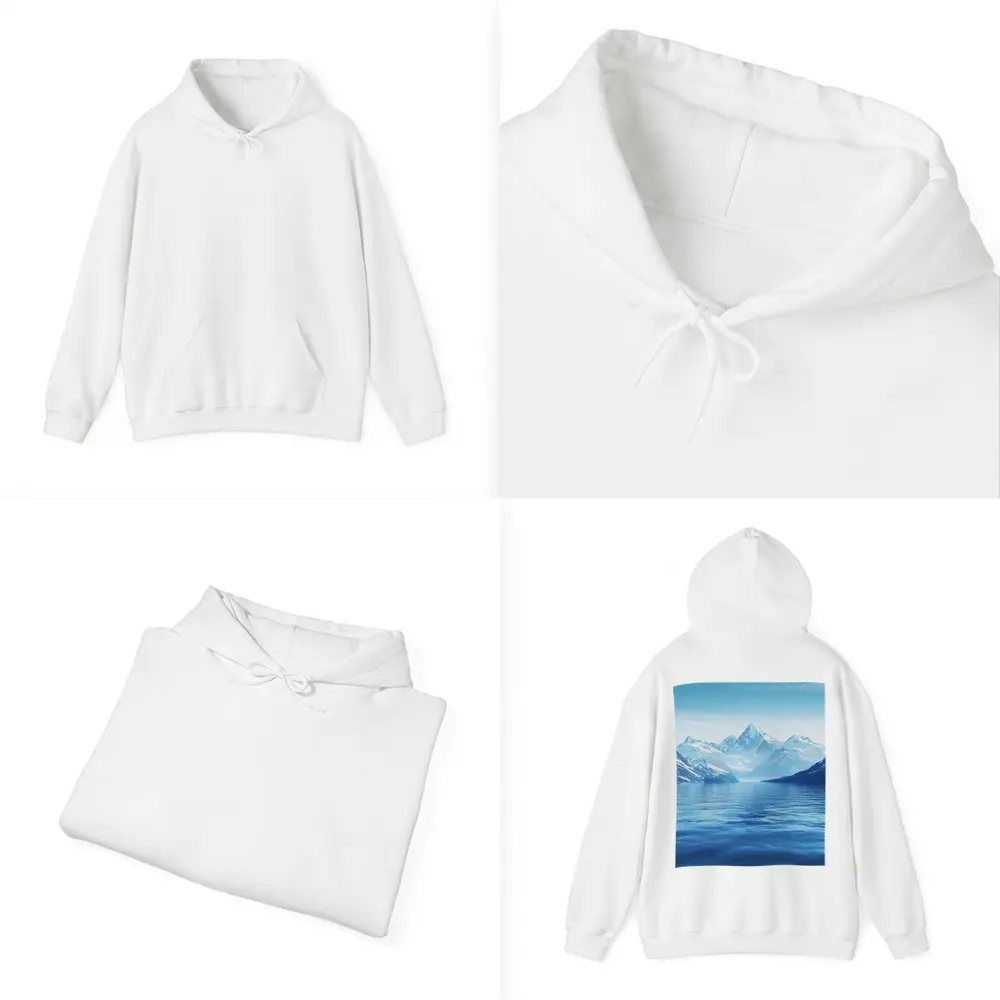 Snow Capped Mountains Over Blue Lake – Hoodies