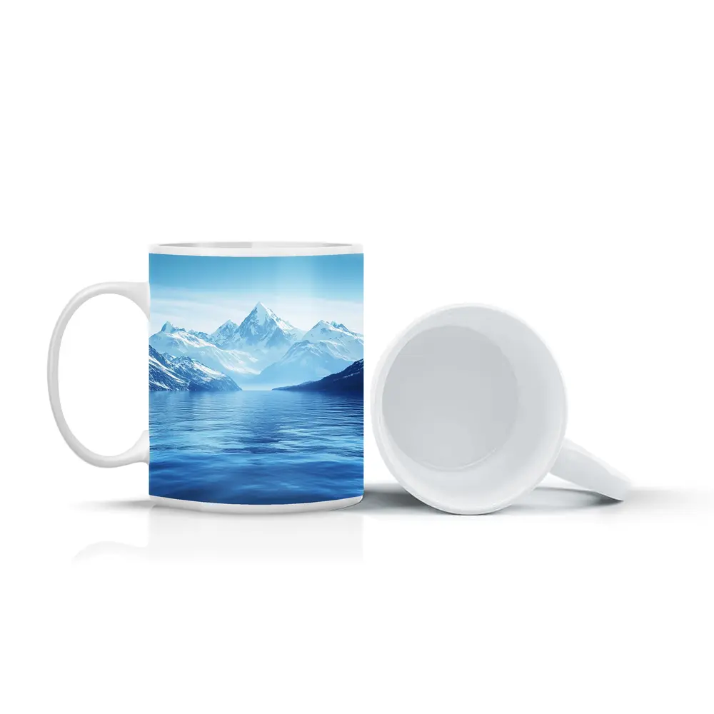 Snow Capped Mountains Over Blue Lake – Mugs