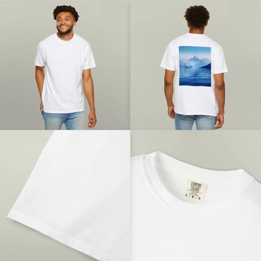 Snow Capped Mountains Over Blue Lake – T-Shirts