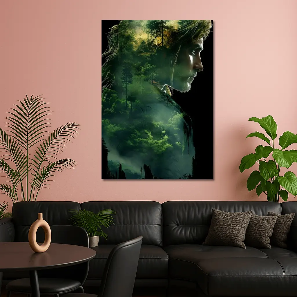 Woman Face Double Exposure Forest Nature – Wall Art