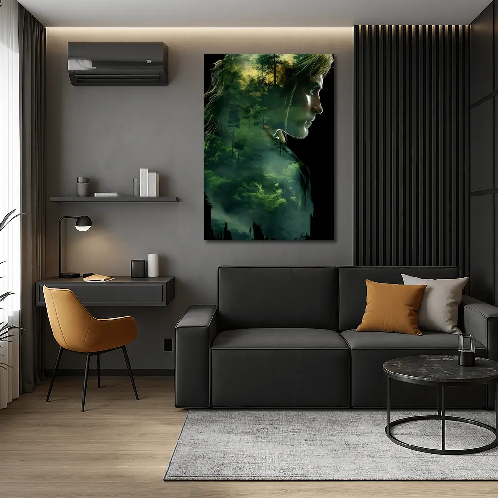 Woman Face Double Exposure Forest Nature – Wall Art