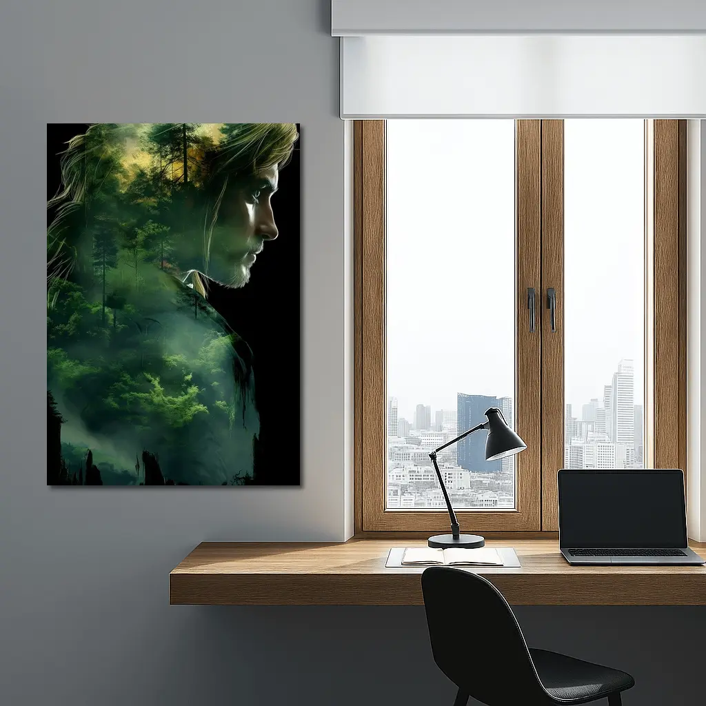 Woman Face Double Exposure Forest Nature – Wall Art