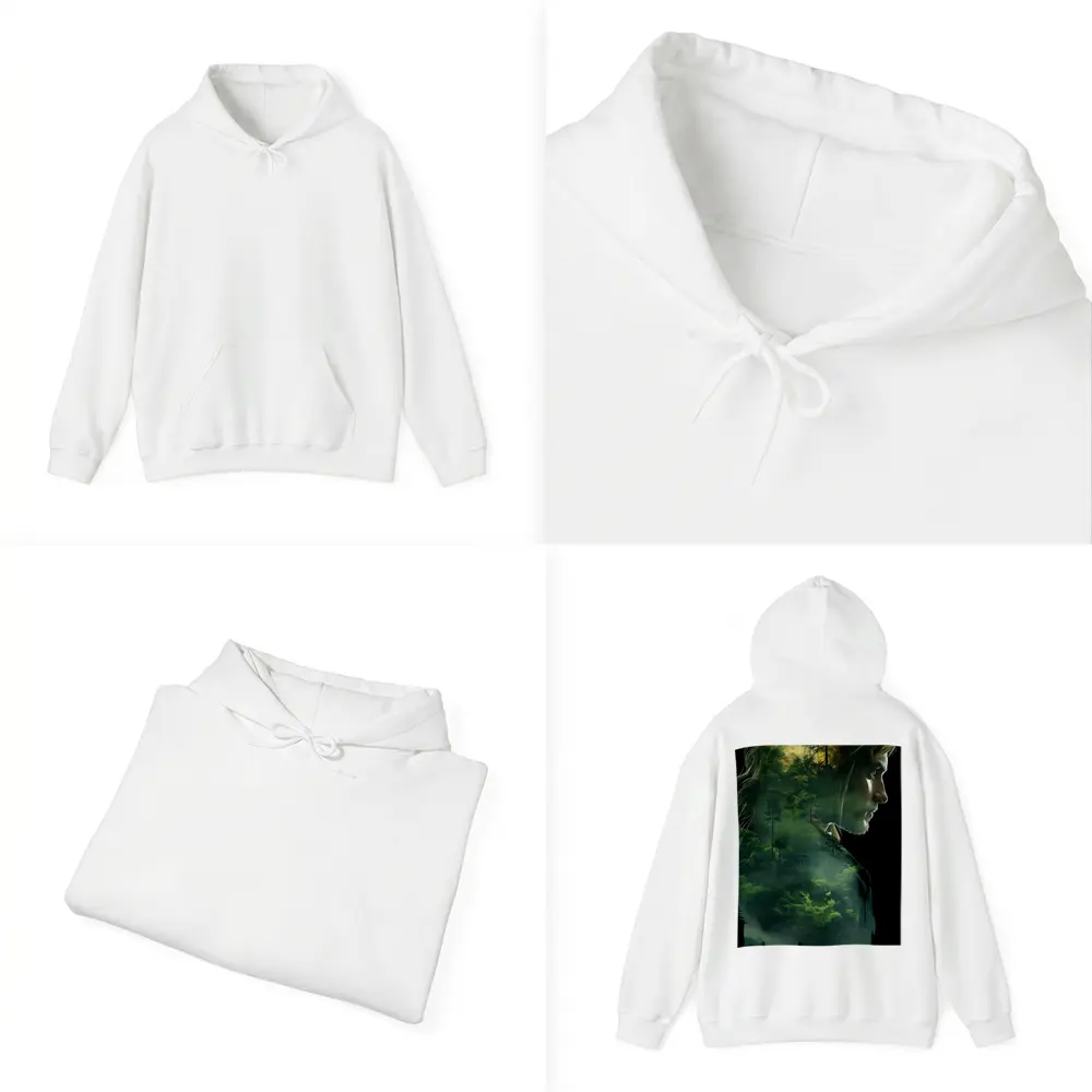 Woman Face Double Exposure Forest Nature – Hoodies