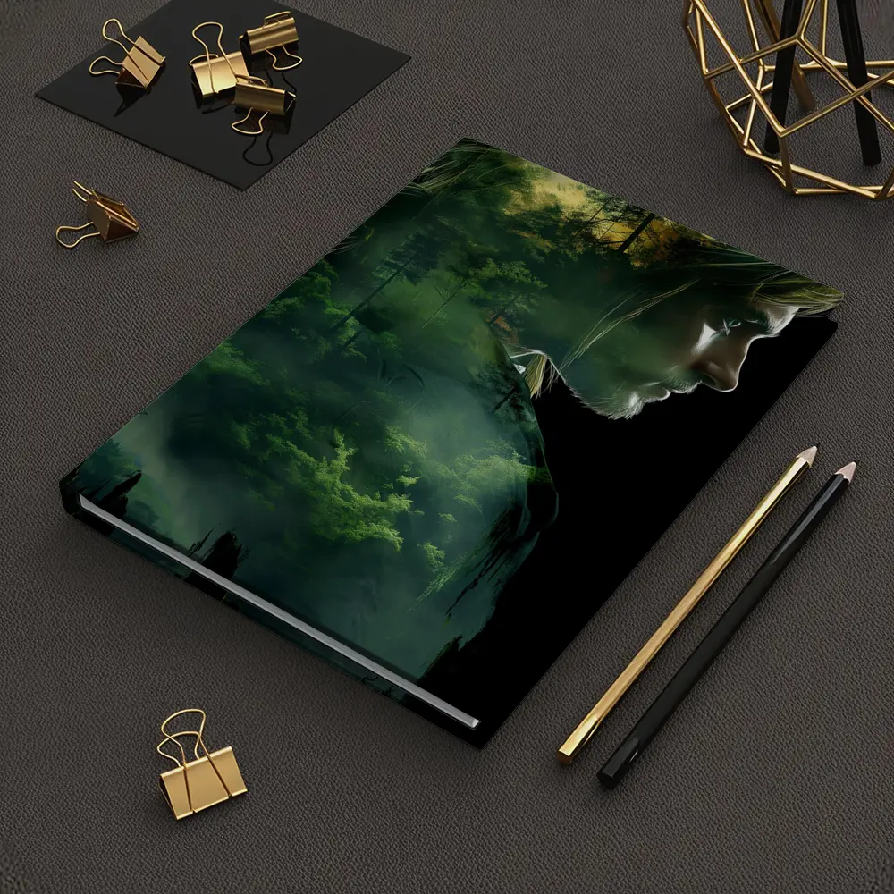 Woman Face Double Exposure Forest Nature – Notebooks