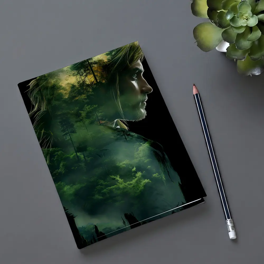 Woman Face Double Exposure Forest Nature – Notebooks