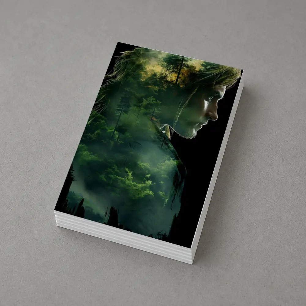 Woman Face Double Exposure Forest Nature – Postcards