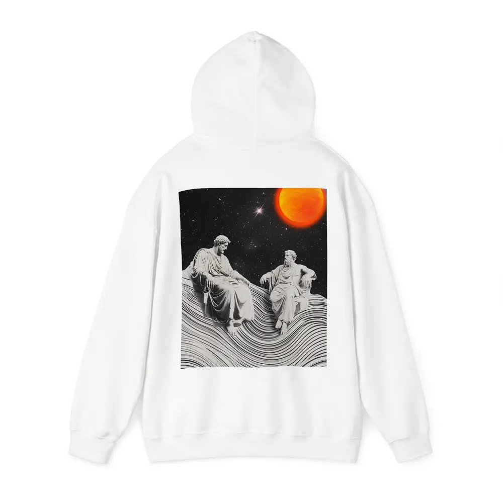 Greek Statues Sitting Under Cosmic Red Planet – Hoodies