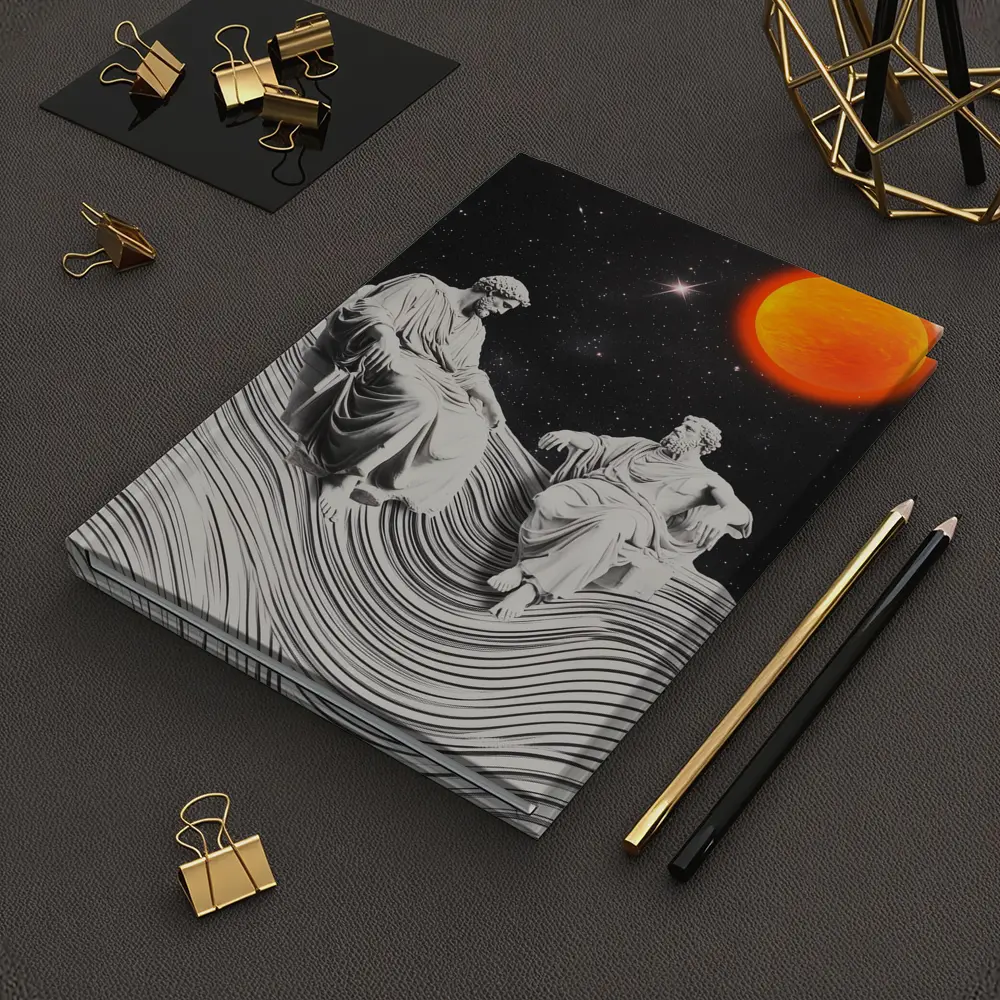 Greek Statues Sitting Under Cosmic Red Planet – Notebooks