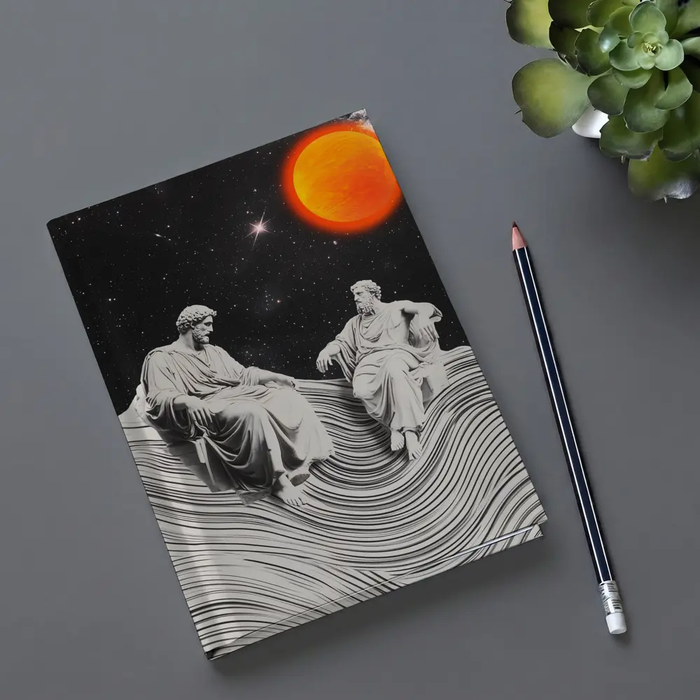 Greek Statues Sitting Under Cosmic Red Planet – Notebooks