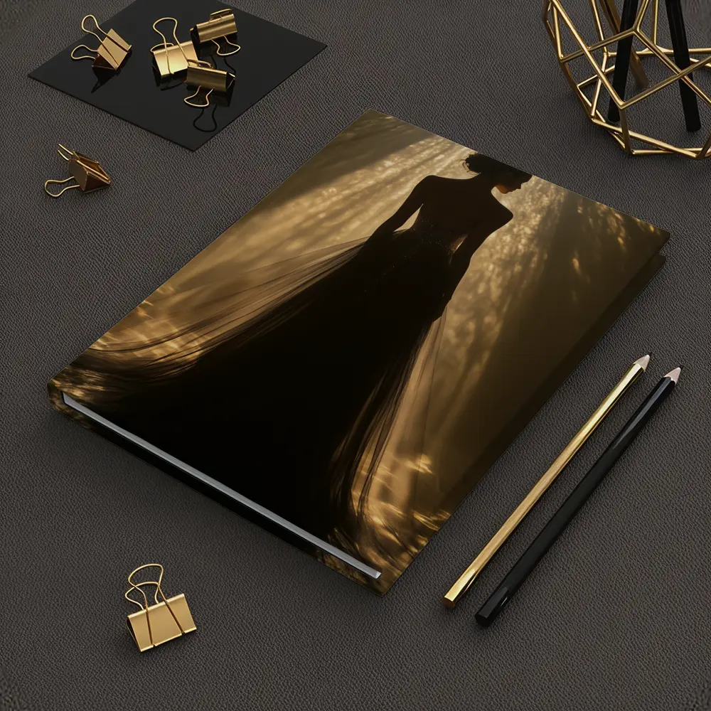 Woman Silhouette Golden Light Rays Gown – Notebooks