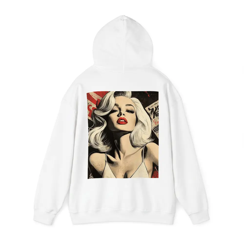 Pop Art Blonde Woman Red Lips Grunge – Hoodies