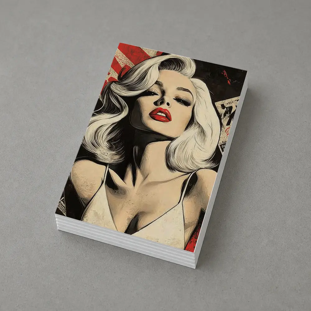 Pop Art Blonde Woman Red Lips Grunge – Postcards