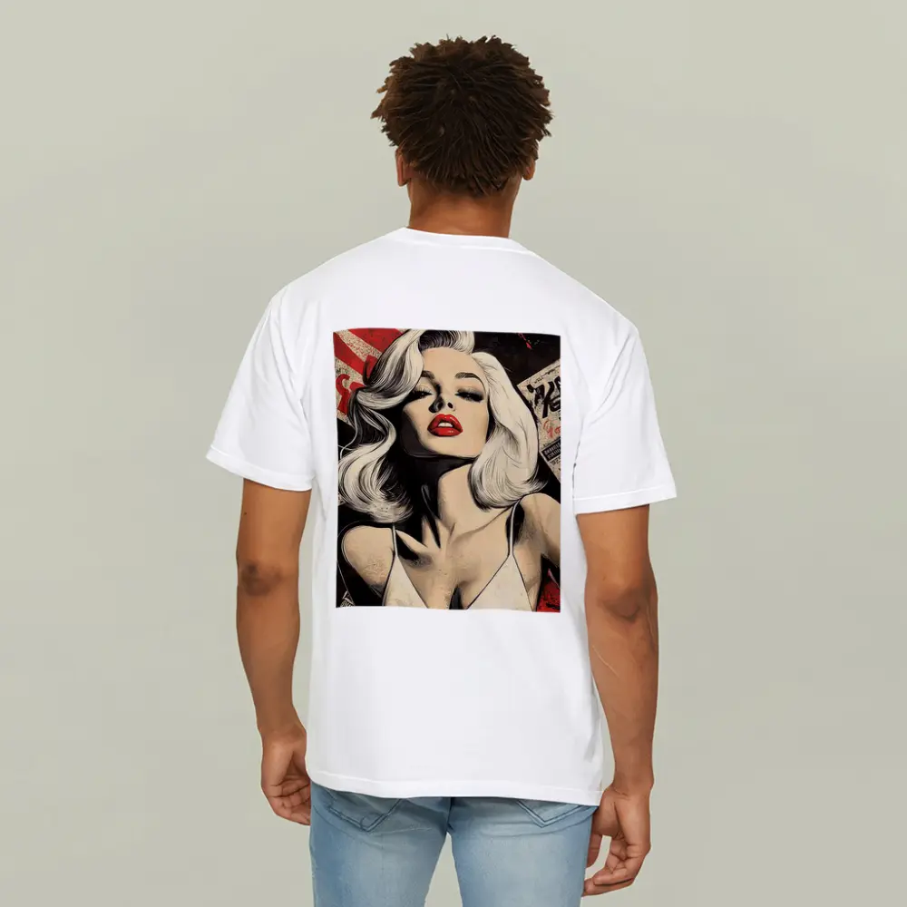 Pop Art Blonde Woman Red Lips Grunge – T-Shirts