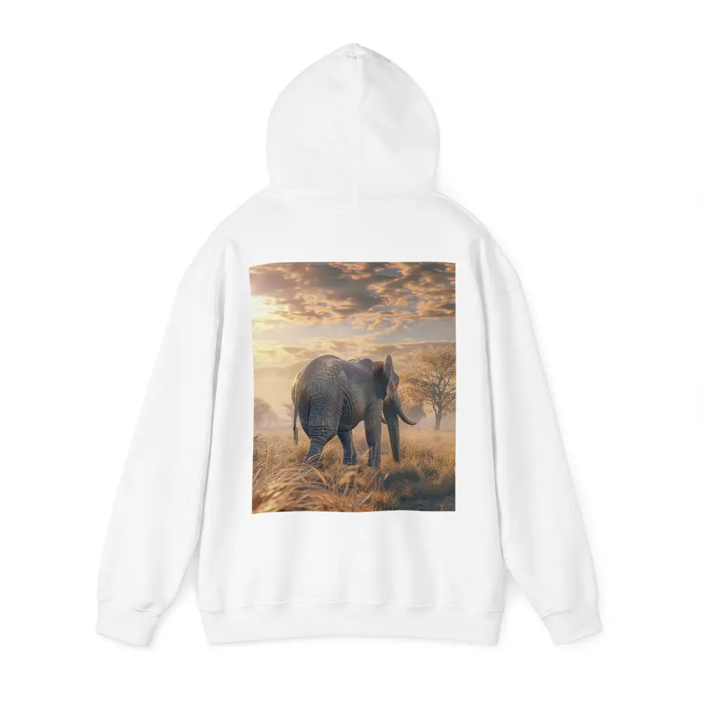 African Elephant Walking Through Golden Savanna – Hoodies