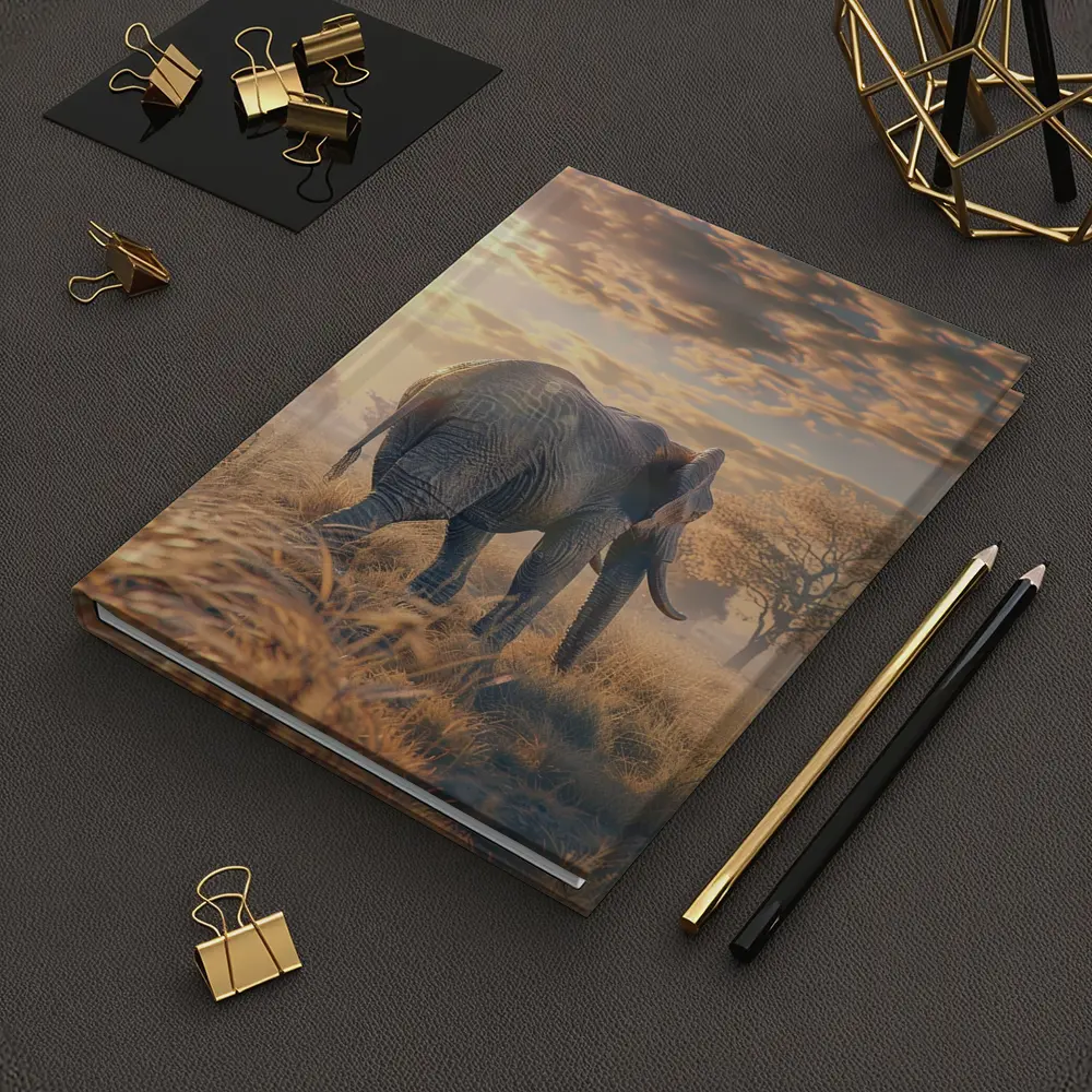 African Elephant Walking Through Golden Savanna – Notebooks