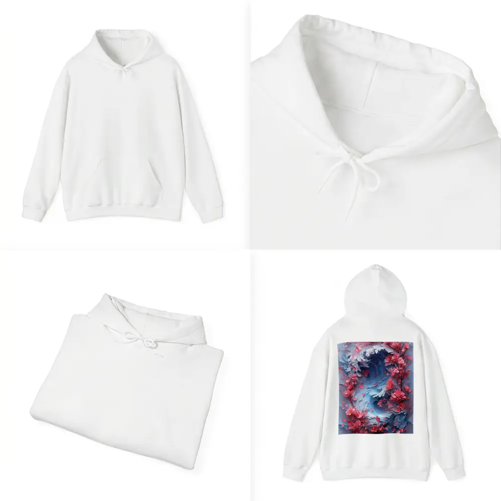 Cherry Blossoms Swirling Ocean Wave Art – Hoodies