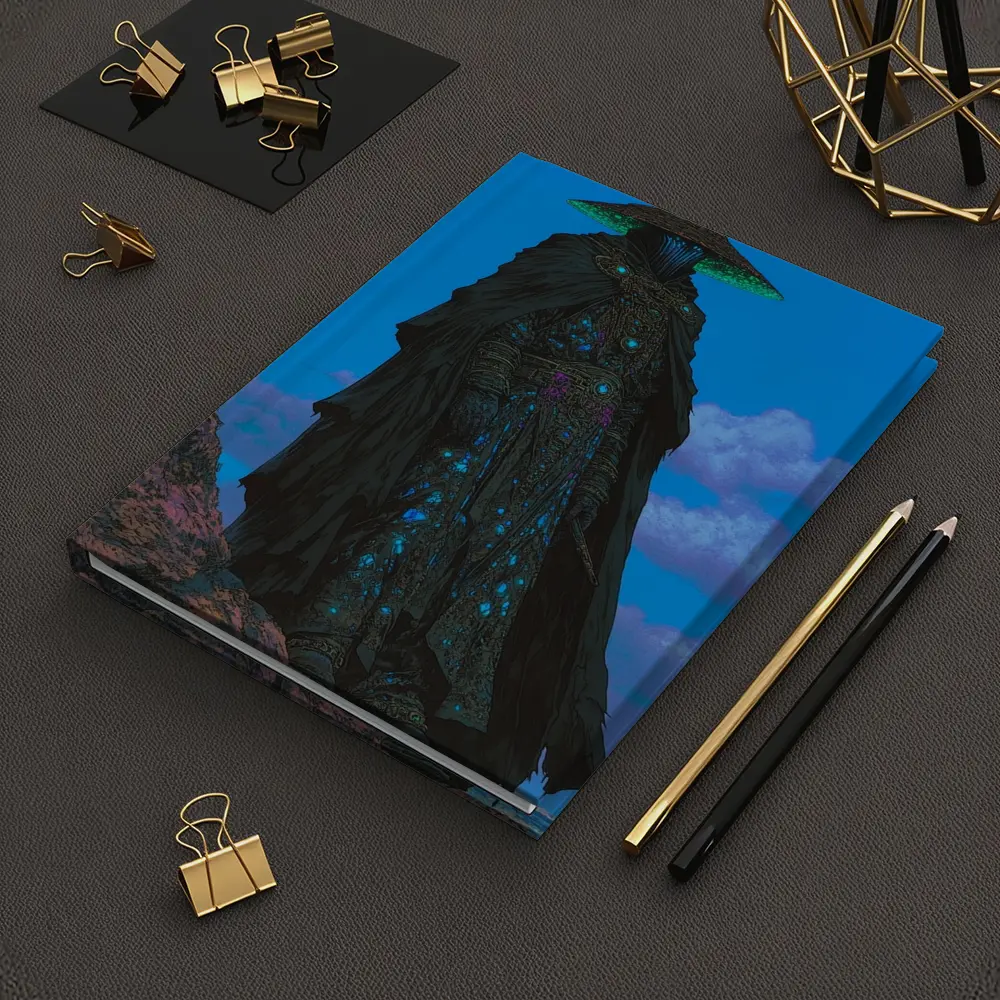 Dark Fantasy Sorcerer Standing On Rocky Cliffs – Notebooks